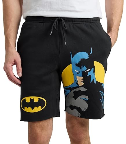 Batman Classic Bat Logo Men's Black Drawstring Sleep Pajama Shorts